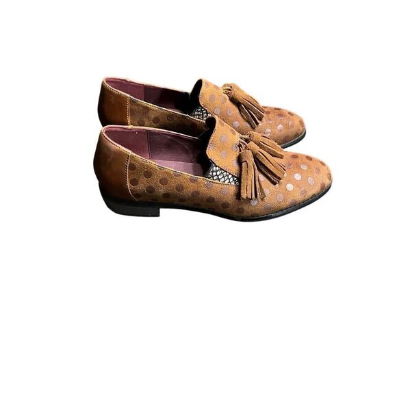 L'Artiste Spring Step Klasik Tassel Brown Suede Polka Dot Loafer Size 40 - Picture 2 of 7